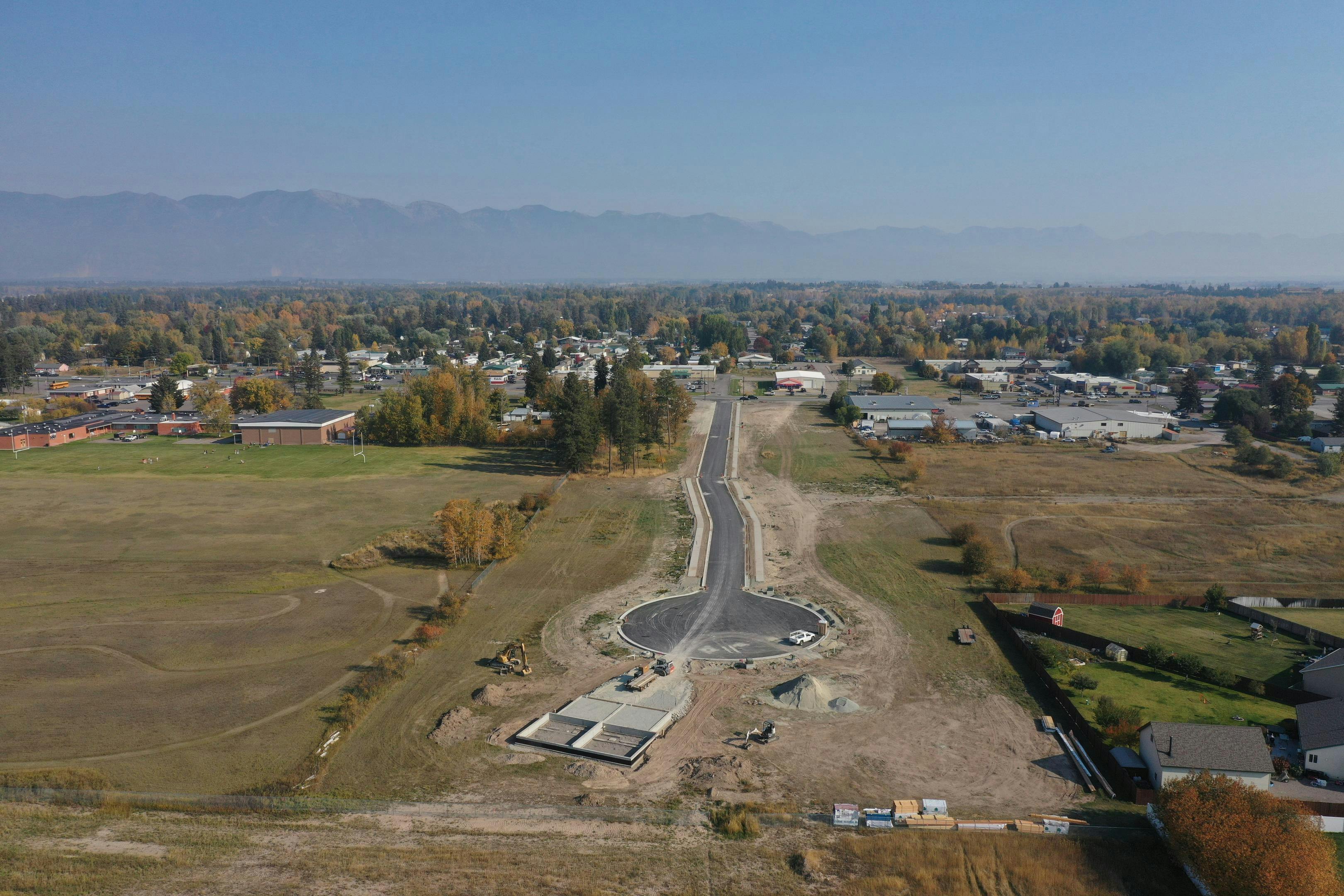 Aerial view of Hidden Buck Meadows community in Montana